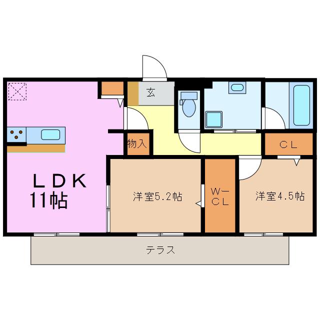 ルーラルヴィラII(2LDK/1階)の間取り写真