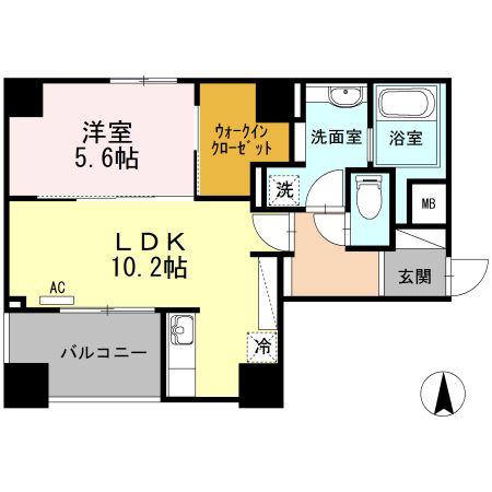 グランディーノ早稲田(1LDK/2階)の間取り写真