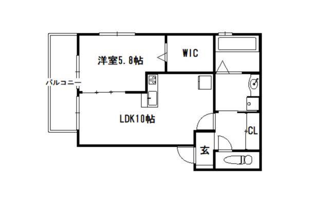 アビタシオン西院(1LDK/2階)の間取り写真