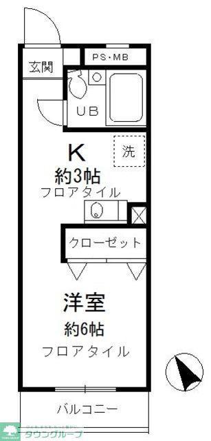 昭島コートエレガンスA(1K/4階)の間取り写真