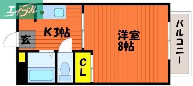 リヴラン弓之町(1K/2階)の間取り写真