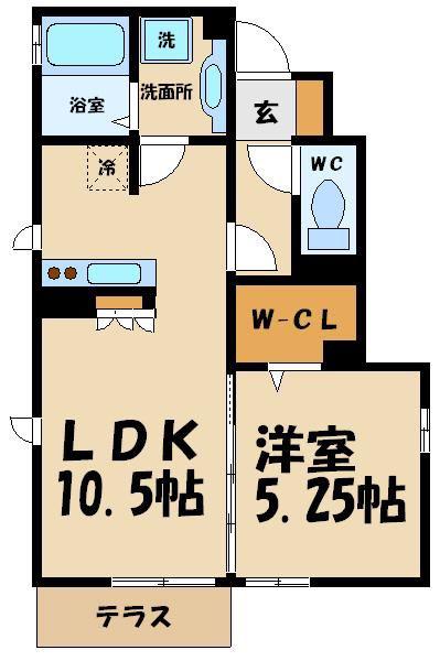 カーサフェリオ(1LDK/1階)の間取り写真