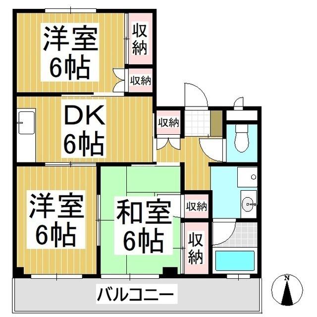メゾン・岩渕B棟(3DK/2階)の間取り写真