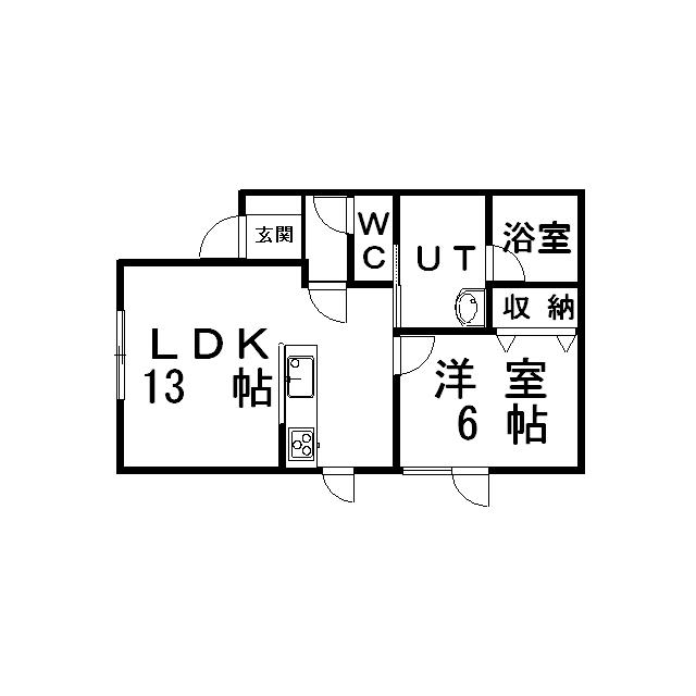 HIGHLAND(1LDK/1階)の間取り写真