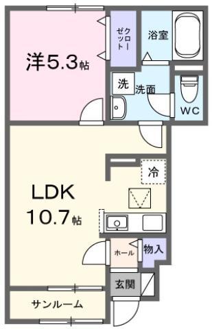 ポルト・ボヌールK I(1LDK/1階)の間取り写真