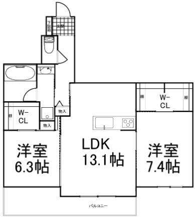 SHAMAISON SOLEIL(2LDK/2階)の間取り写真