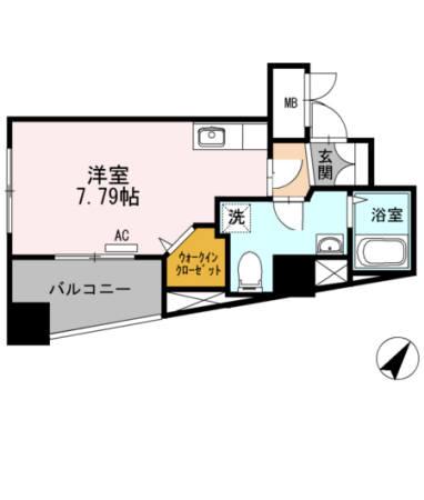 レジデンス東雪谷(ワンルーム/2階)の間取り写真