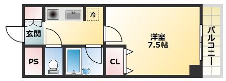 えんだら50歩(1K/4階)の間取り写真