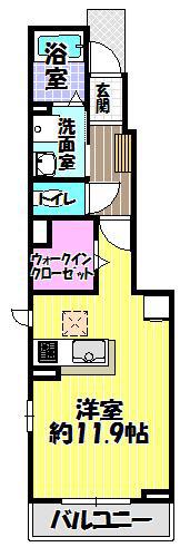 サンフェリスタ5(1K/1階)の間取り写真