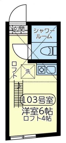 ユナイト新子安ヘンドリック(ワンルーム/1階)の間取り写真