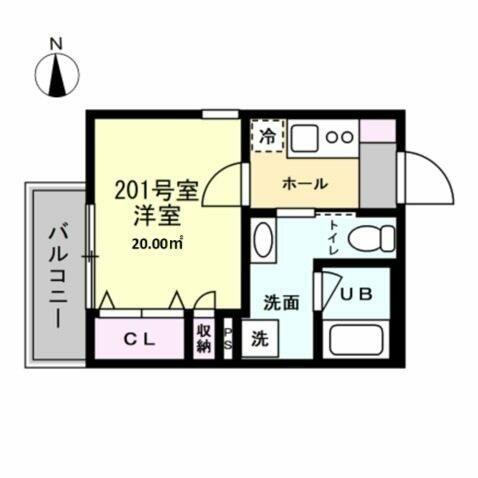 MIRAIS根岸(1K/2階)の間取り写真