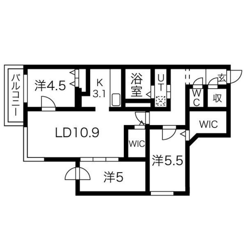 ヴォーネン山鼻ウエスト(3LDK/2階)の間取り写真
