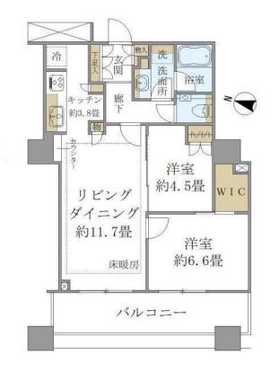 BRILLIA大井町ラヴィアンタワー(2LDK/20階)の間取り写真