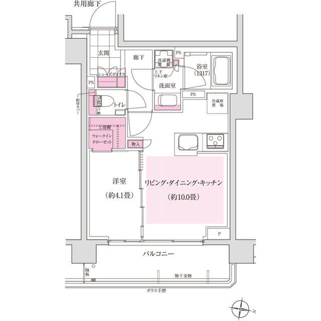 ディームス東陽町(1LDK/4階)の間取り写真
