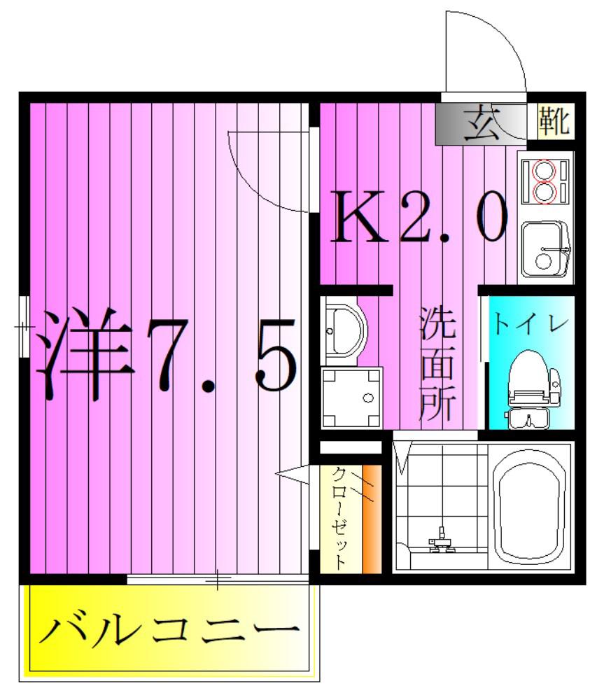 クリスタル綾瀬(1K/3階)の間取り写真