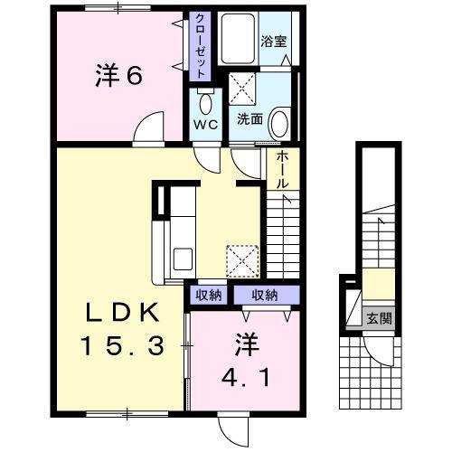レインボーハイツモア(2LDK/2階)の間取り写真