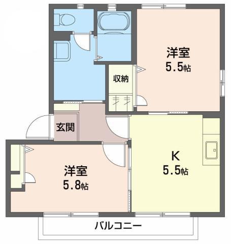 ヴィラージュマルイA(2K/2階)の間取り写真