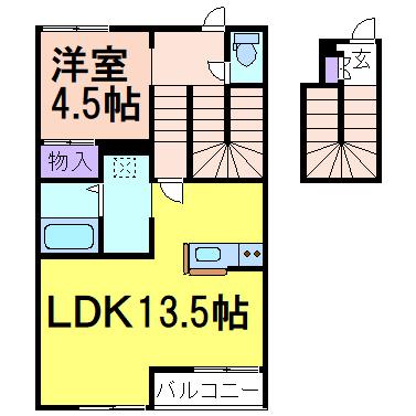 ラヴィーヌ芝ノ内A(1LDK/2階)の間取り写真