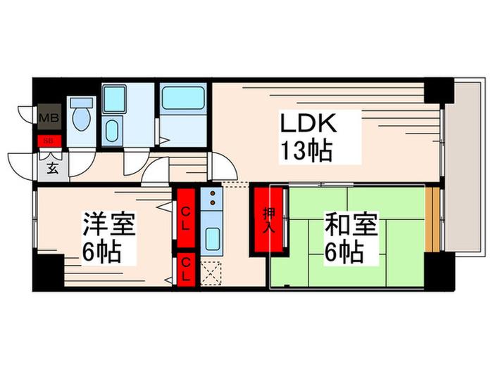 ウイング東葛西(2LDK/1階)の間取り写真