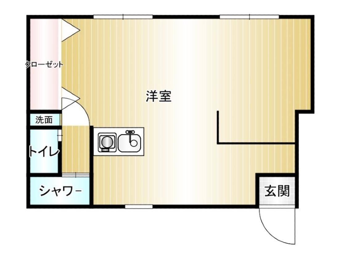 FLAT ONE(ワンルーム/3階)の間取り写真