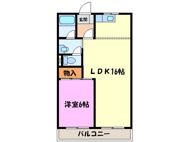 パレスさくらB(1LDK/2階)の間取り写真