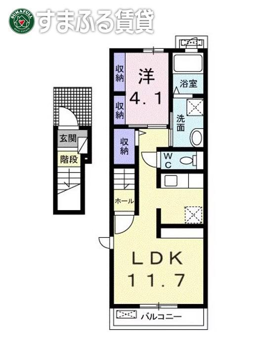 青波・K100(1LDK/2階)の間取り写真