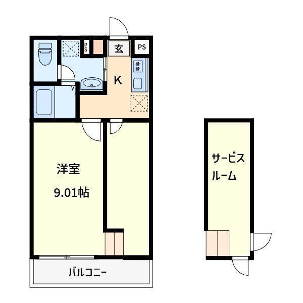 IXO上木崎(1K/2階)の間取り写真