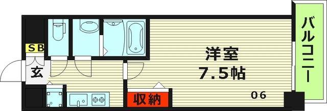 LUXE都島III(1K/9階)の間取り写真