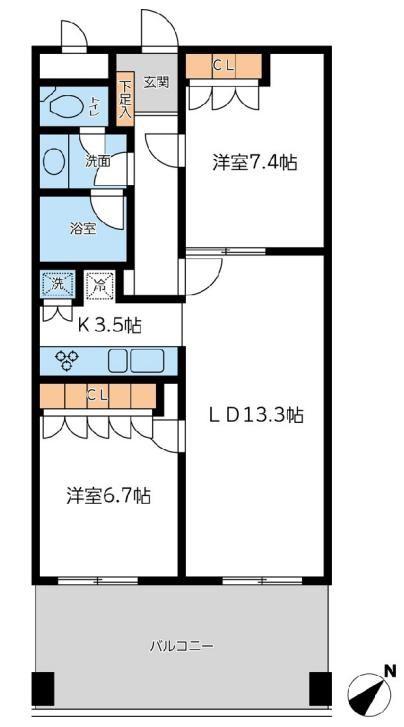 柳橋レジデンス(2LDK/11階)の間取り写真
