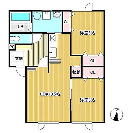 カサベルテI(2LDK/1階)の間取り写真