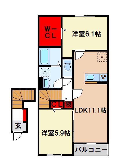アルモニー・ボアA(2LDK/2階)の間取り写真