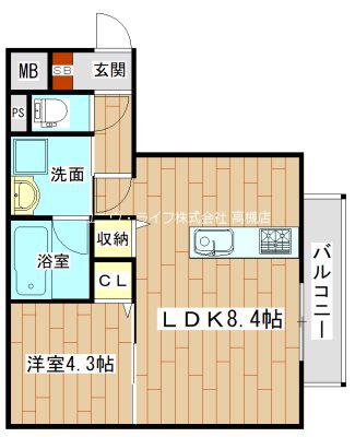 VERSAIL・K(1LDK/1階)の間取り写真
