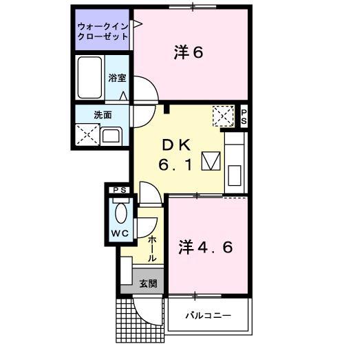 エリクシール(2DK/1階)の間取り写真