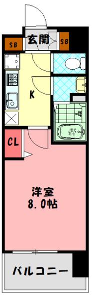 ラグゼナ門真(1K/2階)の間取り写真