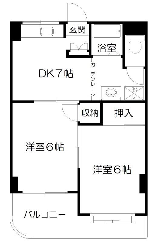 高坂新都市ビル(2DK/2階)の間取り写真