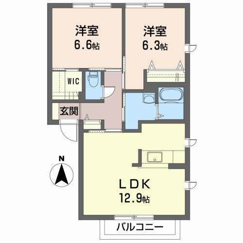 シャーメゾン藤(2LDK/2階)の間取り写真