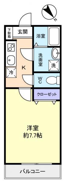 アルコイリス(1K/2階)の間取り写真