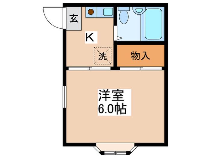 耳塚ハイツ(1K/1階)の間取り写真