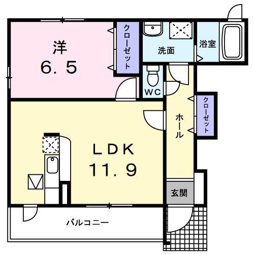 FOURSEASONSI(1LDK/1階)の間取り写真