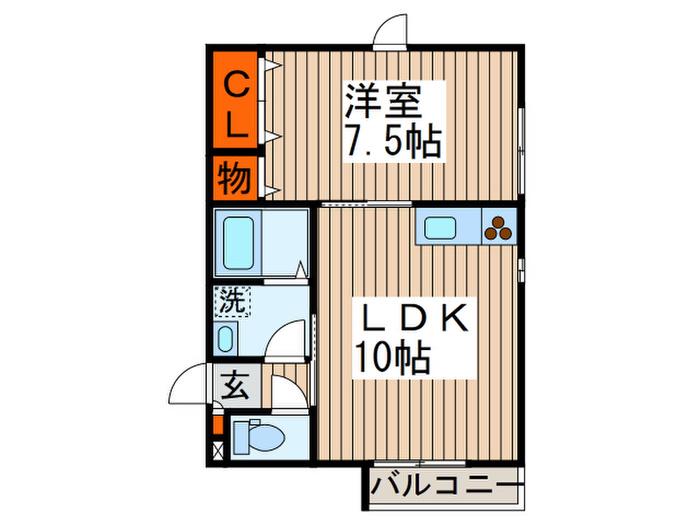 オランジュMSH(1LDK/1階)の間取り写真
