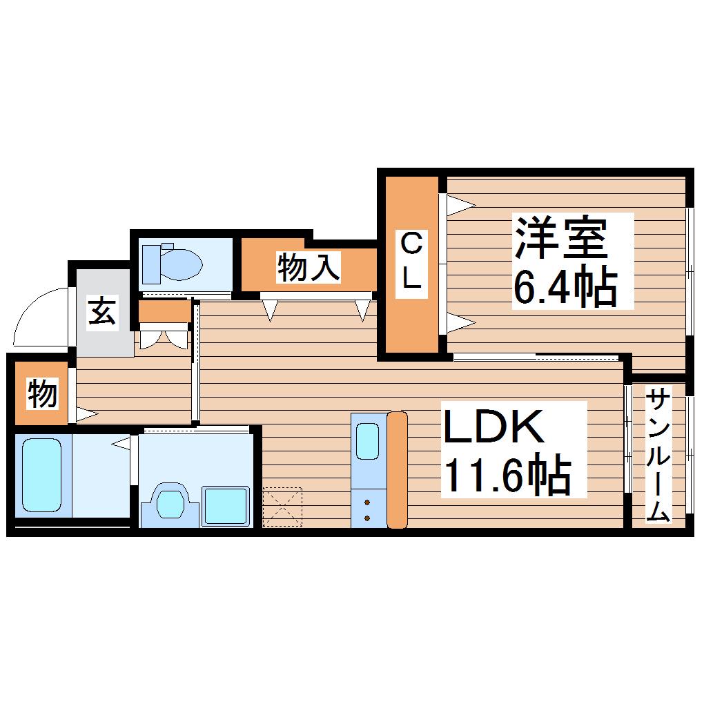 MAISON椿(1LDK/1階)の間取り写真