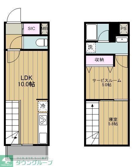 PRIER SANNO(2LDK/1階)の間取り写真