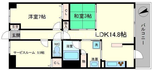 ウィズなんば(3LDK/8階)の間取り写真