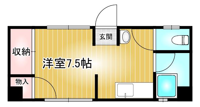 HP黄金ビル(ワンルーム/2階)の間取り写真
