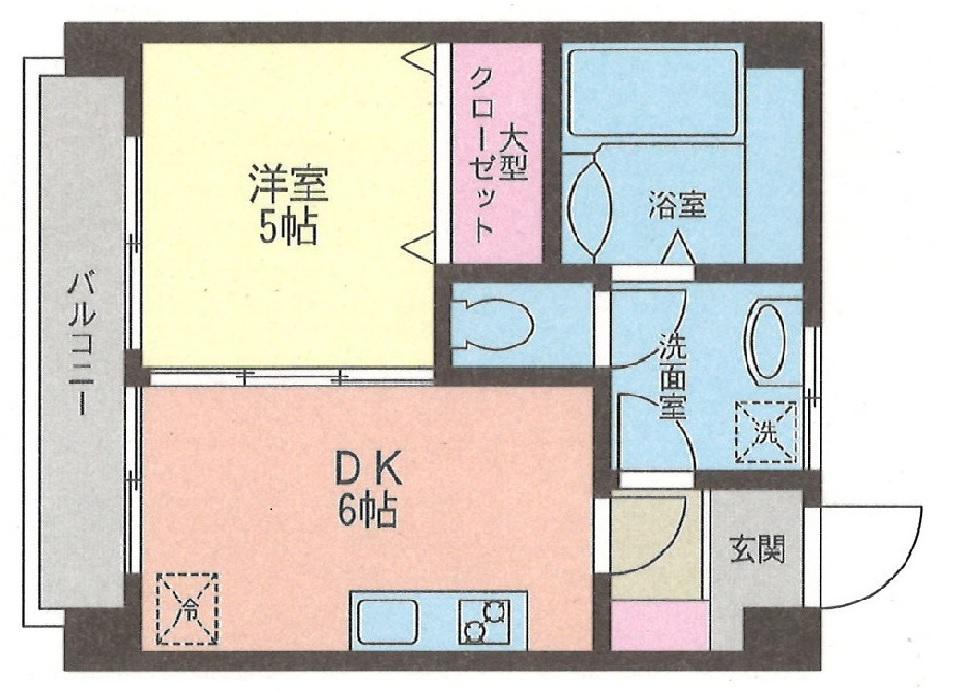 ハッピーマンション(1DK/3階)の間取り写真
