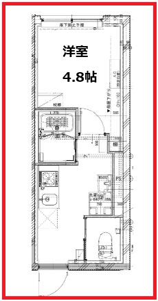 コクーン北綾瀬(1K/4階)の間取り写真