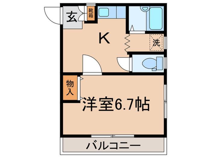 パーク・ヴェル(1K/2階)の間取り写真