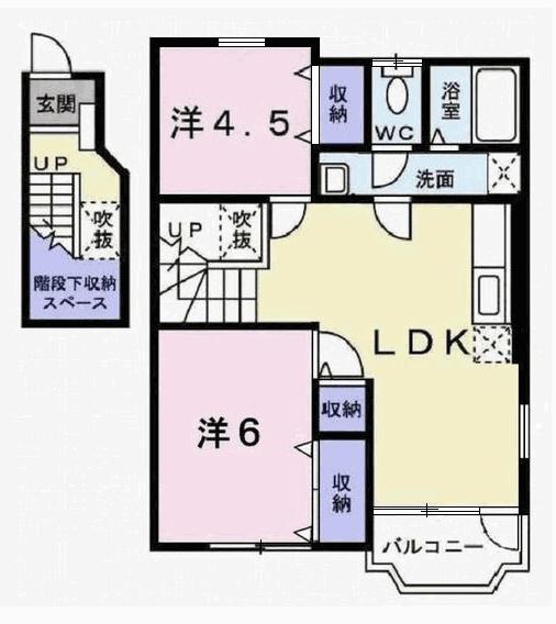 クールブラーシェB(2LDK/2階)の間取り写真