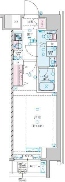 GENOVIA新子安(1K/2階)の間取り写真