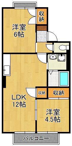 ヴァンベールHATANOPURE II(2LDK/2階)の間取り写真